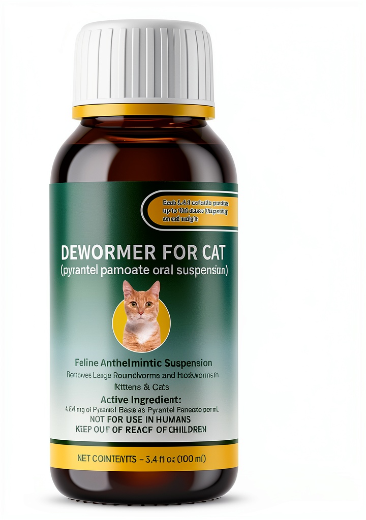 NateNatenight Liquid Dog Cat Dewormer bottle on a wooden countertop, showing the butterscotch label