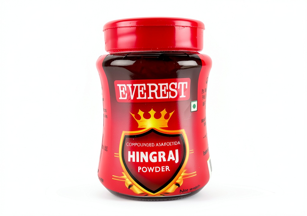 Everest Hingraj Powder displayed in its packaging on a kitchen counter