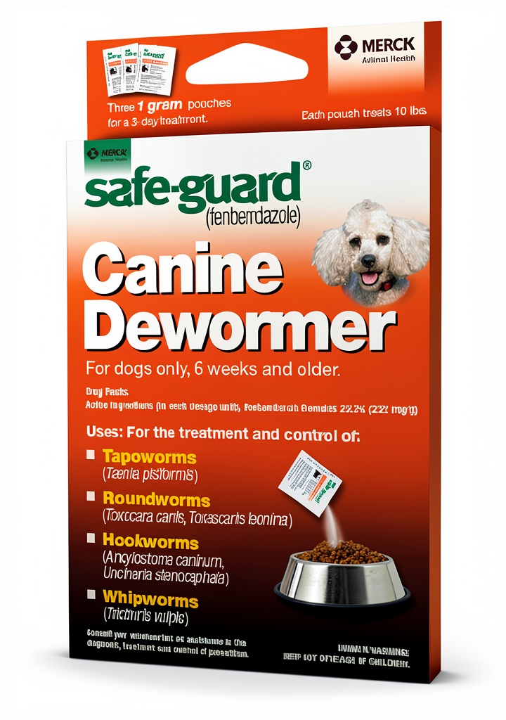 Merck Canine Dewormer package and dosing instructions