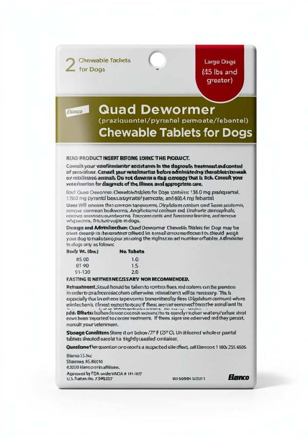 Elanco Quad Dewormer Broad Spectrum Chewable Tablet Dogs-1