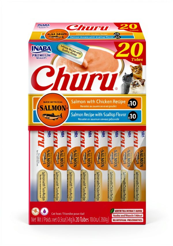 Inaba Churu Lickable Cat Treat Paste Pack 40 Count Tuna Seafood-0