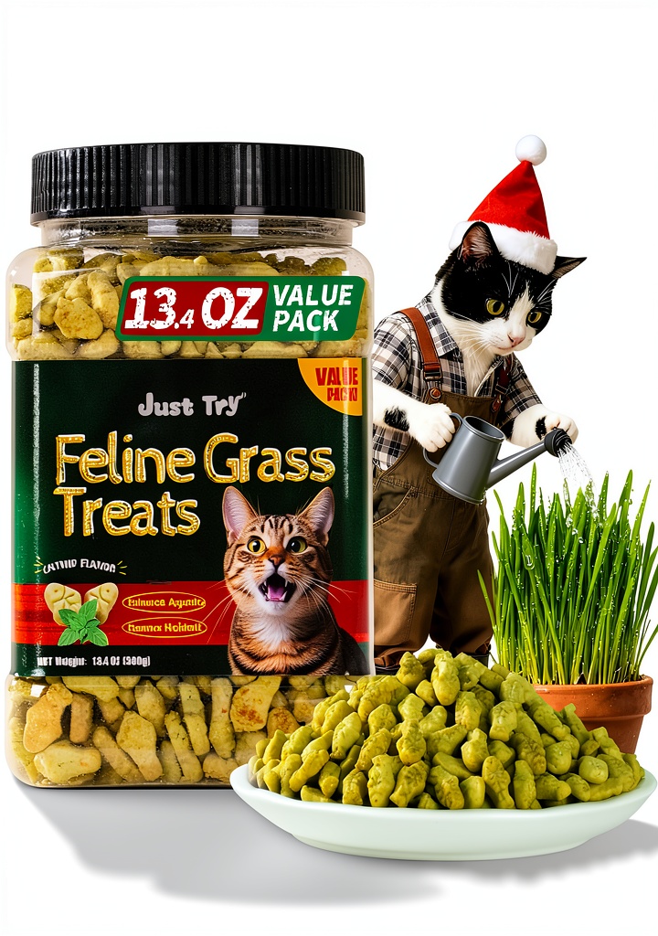 Cat enjoying a Just Try salmon hairball treat