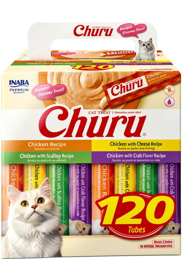 Inaba Churu Cat Treat Paste Tuna & Chicken Variety 120 Count Pack-0