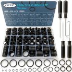 KEZE 1200 Pcs 24 Size Universal Rubber O-Ring Assortment Kit with 4-Piece Precision Pick and Hook Set for Auto Vehicle Faucet Plumbing Pressure Washer Air or Gas Sealing Repair OD:6mm-28mm O Ring-0