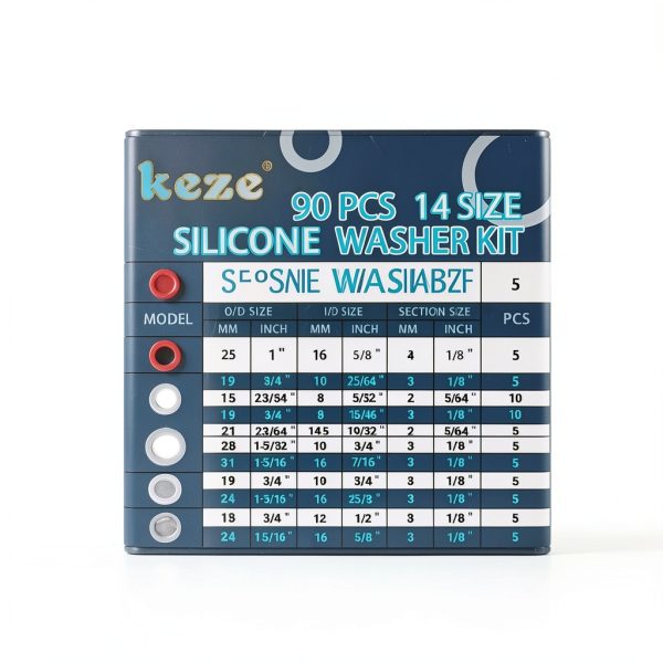 KEZE 660 PCS Silicone O‑Ring Kit + 14‑Size Washers Food Grade-2